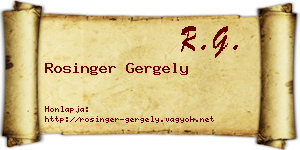 Rosinger Gergely névjegykártya